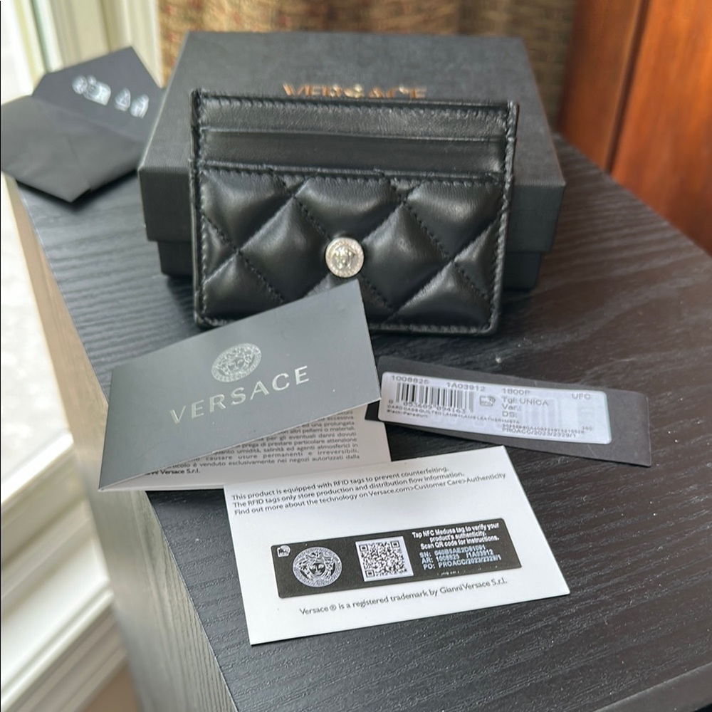 Versace Quilted Lamb Leather Card Case - Picture 6 of 10